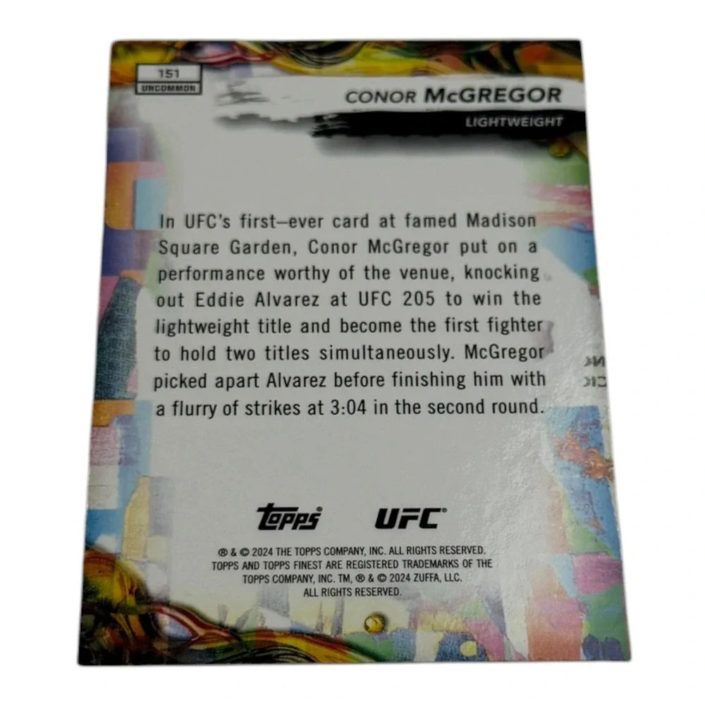 2024 Topps Finest UFC Conor McGregor Uncommon Card 151 Lightweight MMA